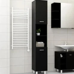 vidaXL - Badkamerkast - Zwart - Bewerkt hout