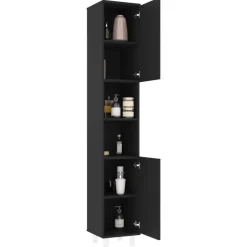 vidaXL - Badkamerkast - Zwart - Bewerkt hout