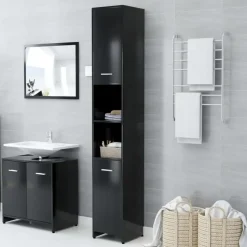 vidaXL - Badkamerkast - Zwart - Bewerkt hout