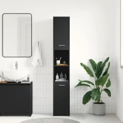 vidaXL - Badkamerkast - Zwart - Bewerkt hout