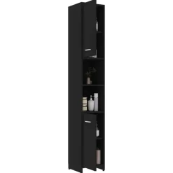 vidaXL - Badkamerkast - Zwart - Bewerkt hout