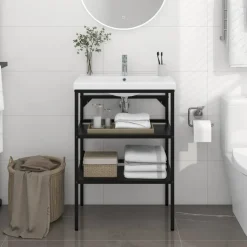 vidaXL - Badkamermeubelframe - Zwart - IJzer - 59 x 38 x 83 cm