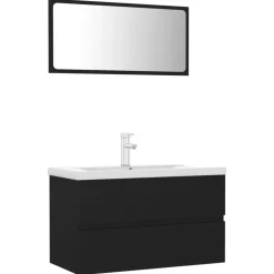 vidaXL - Badkamermeubelset - Zwart - Bewerkt hout - 80 x 38.5 x 45 cm