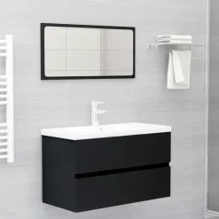 vidaXL - Badkamermeubelset - Zwart - Bewerkt hout - 80 x 38.5 x 45 cm