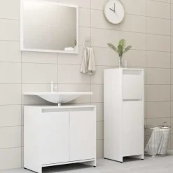 vidaXL - Badkamermeubelset - Wit - Bewerkt hout