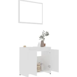 vidaXL - Badkamermeubelset - Wit - Bewerkt hout