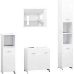 vidaXL - Badkamermeubelset - Wit - Bewerkt hout