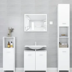 vidaXL - Badkamermeubelset - Wit - Bewerkt hout