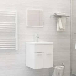 vidaXL - Badkamermeubelset - Wit - Bewerkt hout