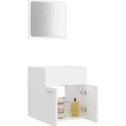 vidaXL - Badkamermeubelset - Wit - Bewerkt hout