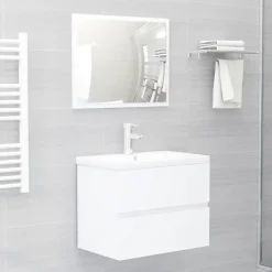 vidaXL - Badkamermeubelset - Wit - Bewerkt hout - 60 x 38.5 x 45 cm