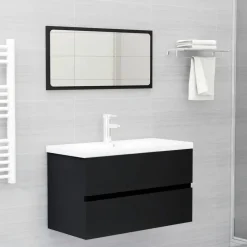 vidaXL - Badkamermeubelset - Zwart - Bewerkt hout - 80 x 38.5 x 45 cm