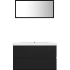 vidaXL - Badkamermeubelset - Zwart - Bewerkt hout - 80 x 38.5 x 45 cm
