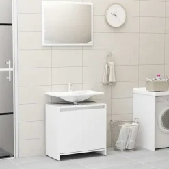 vidaXL - Badkamermeubelset - Wit - Bewerkt hout