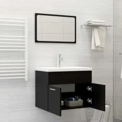 vidaXL - Badkamermeubelset - Zwart - Bewerkt hout - 60 x 38.5 x 46 cm