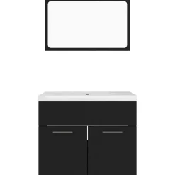 vidaXL - Badkamermeubelset - Zwart - Bewerkt hout - 60 x 38.5 x 46 cm