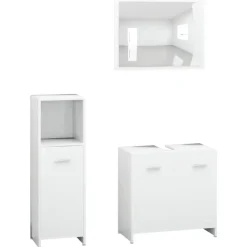 vidaXL - Badkamermeubelset - Wit - Bewerkt hout