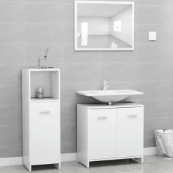 vidaXL - Badkamermeubelset - Wit - Bewerkt hout