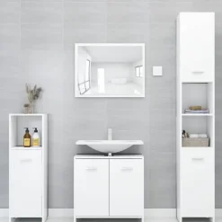 vidaXL - Badkamermeubelset - Wit - Bewerkt hout