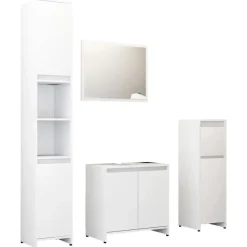 vidaXL - Badkamermeubelset - Wit - Bewerkt hout