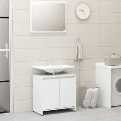 vidaXL - Badkamermeubelset - Wit - Bewerkt hout