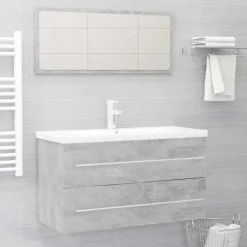 vidaXL - Badkamermeubelset - Grijs - Bewerkt hout