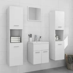 vidaXL - Badkamermeubelset - Wit - Bewerkt hout - 41 x 38.5 x 46 cm