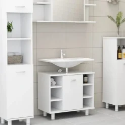 vidaXL - Badkamermeubelset - Wit - Bewerkt hout