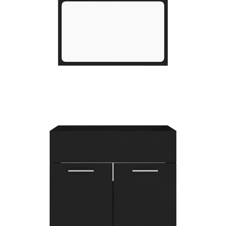 vidaXL - Badkamermeubelset - Zwart - Bewerkt hout