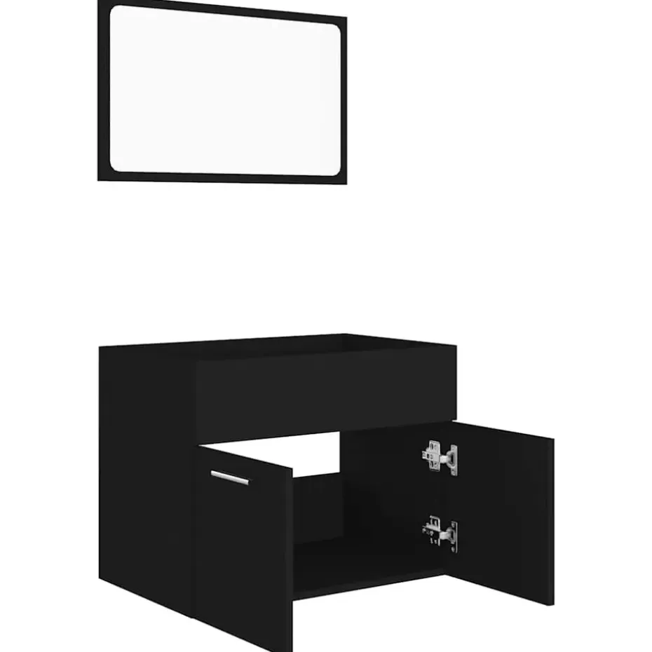 vidaXL - Badkamermeubelset - Zwart - Bewerkt hout