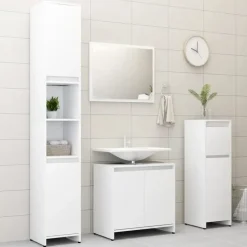 vidaXL - Badkamermeubelset - Wit - Bewerkt hout