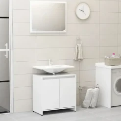 vidaXL - Badkamermeubelset - Wit - Bewerkt hout