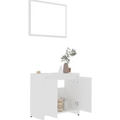 vidaXL - Badkamermeubelset - Wit - Bewerkt hout