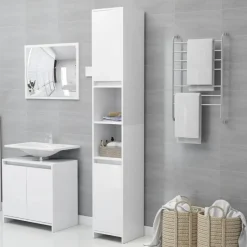 vidaXL - Badkamermeubelset - Wit - Bewerkt hout