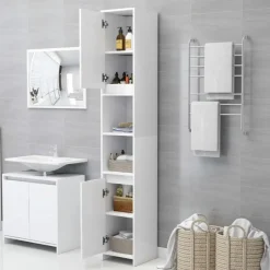 vidaXL - Badkamermeubelset - Wit - Bewerkt hout