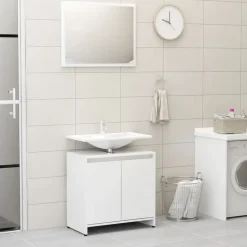 vidaXL - Badkamermeubelset - Wit - Bewerkt hout