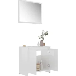 vidaXL - Badkamermeubelset - Wit - Bewerkt hout