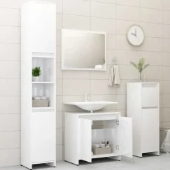 vidaXL - Badkamermeubelset - Wit - Bewerkt hout