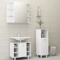 vidaXL - Badkamermeubelset - Wit - Bewerkt hout