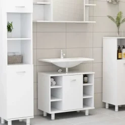 vidaXL - Badkamermeubelset - Wit - Bewerkt hout