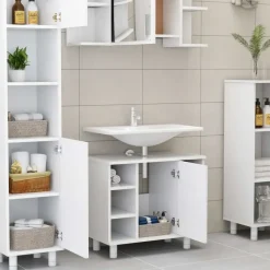 vidaXL - Badkamermeubelset - Wit - Bewerkt hout