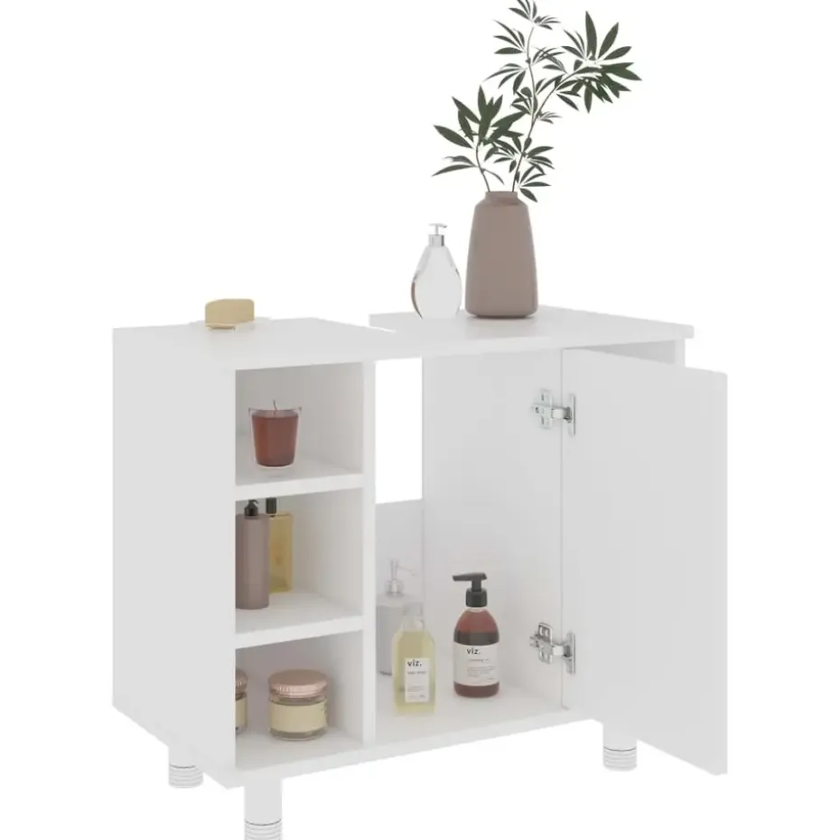 vidaXL - Badkamermeubelset - Wit - Bewerkt hout