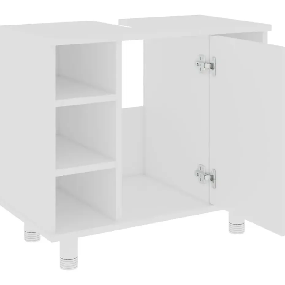 vidaXL - Badkamermeubelset - Wit - Bewerkt hout