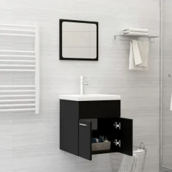 vidaXL - Badkamermeubelset - Zwart - Bewerkt hout