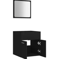 vidaXL - Badkamermeubelset - Zwart - Bewerkt hout