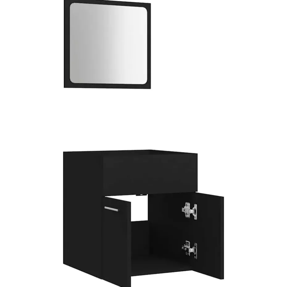 vidaXL - Badkamermeubelset - Zwart - Bewerkt hout