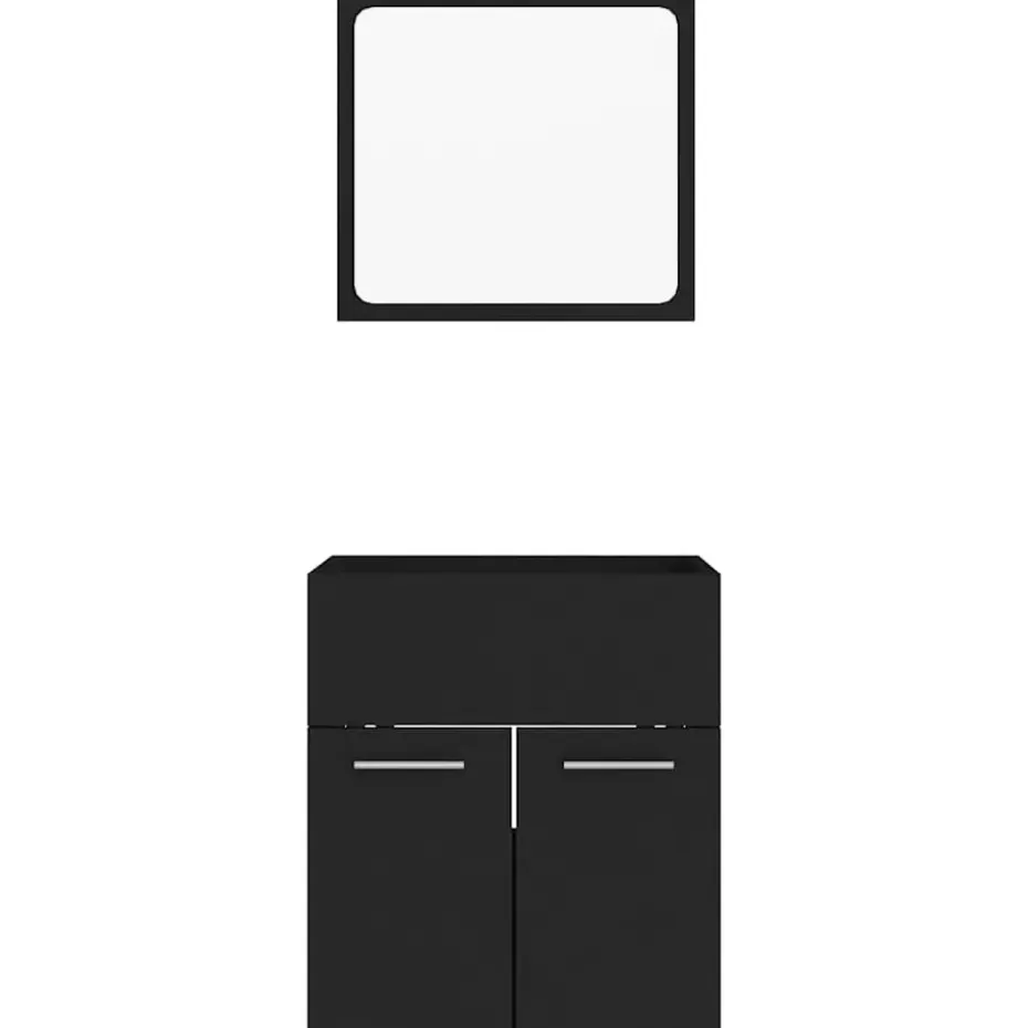 vidaXL - Badkamermeubelset - Zwart - Bewerkt hout