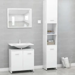 vidaXL - Badkamermeubelset - Wit - Bewerkt hout