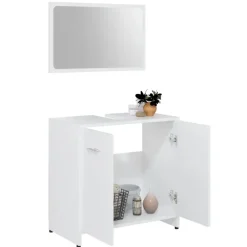 vidaXL - Badkamermeubelset - Wit - Bewerkt hout