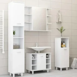 vidaXL - Badkamerspiegelkast - Wit - Bewerkt hout